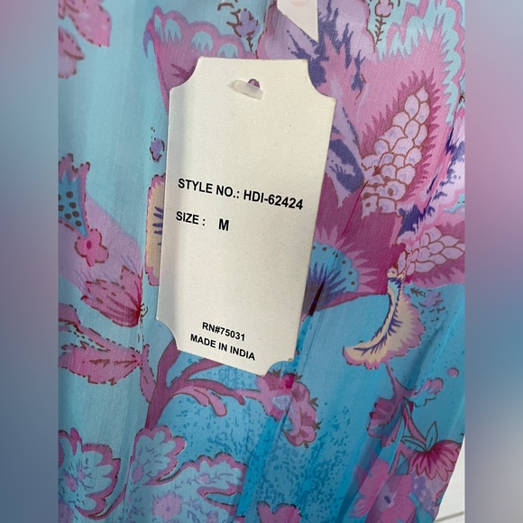 California Breeze Beaded Collar Sheer Top Swimsuit Cover Size Medium NEW - Picture 8 of 10